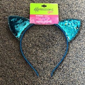 ☪️ Cat Ears Blue/Gold Sequins & Blue Headband
